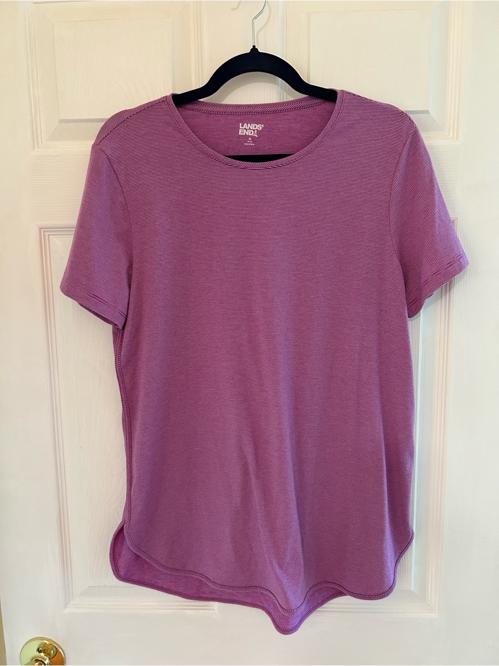 Lands' End Short Sleeve Crewneck Tee in Mauve Purple